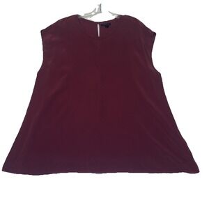 Eileen Fisher Silk Sleeveless Top XL Tunic Swing  Lt. Burgundy Keyhole Back